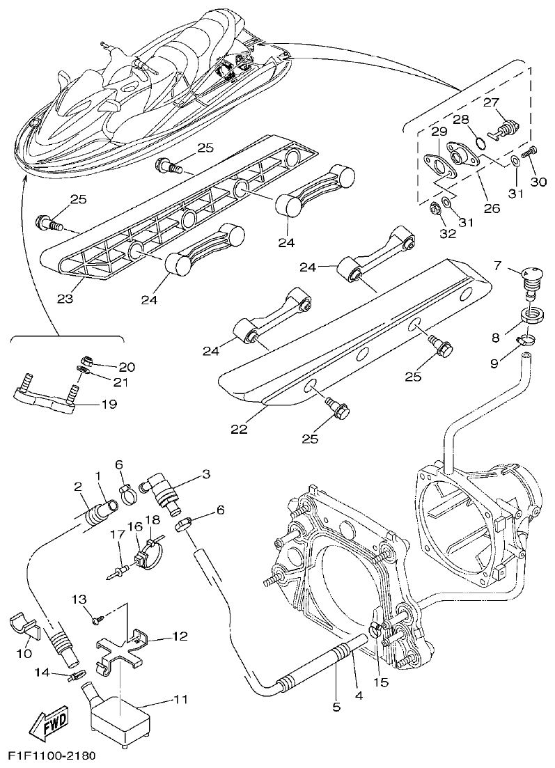 Yamaha XLT800(2003) HULL. DECK parts diagram